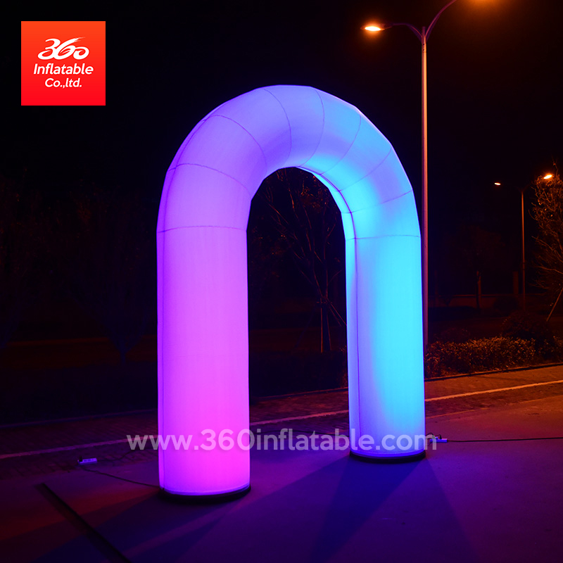 outdoor inflatable colorful archway advertising inflatable light rainbow led arch U shape inflatable entrance arch for sale