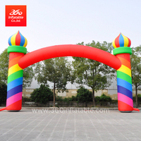 Huge Rainbow Colour Advertising Inflatable Castle Arch Custom 