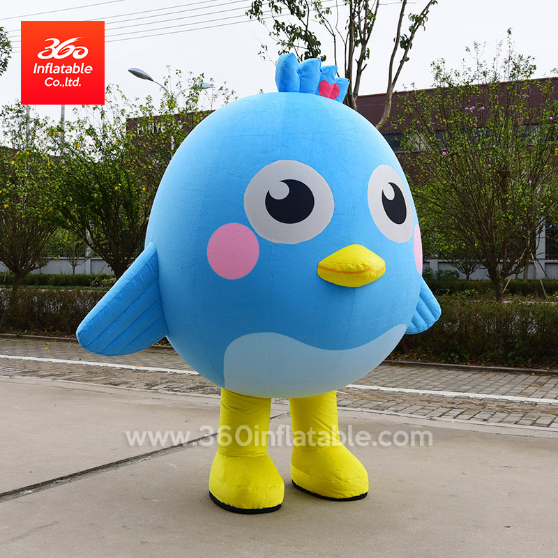 Inflatable statue small bird plush cartoon inflatable advertising bule rooster high quality inflatable cock hen for decoration