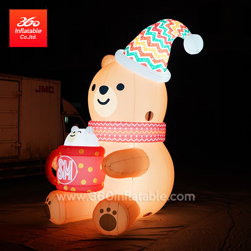 Commercial Festival Christmas Advertising Bear Cartoon Inflatables 