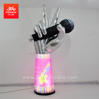 Custom LED lighting inflatable hand with a microphone Advertising inflatable hand model Outdoor inflatable welcome lamp post