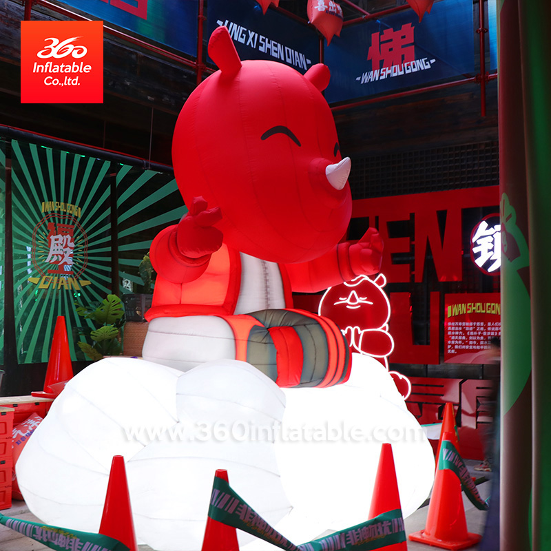 Customized Inflatable Red Bear Sitting on a Cloud Advertising Inflatables 