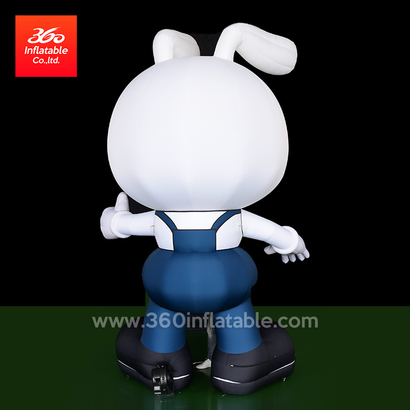 Custom Design Movie advertising inflatable Characters durable rabbit wearing jeans Inflatable statue Cartoon for sale decoration