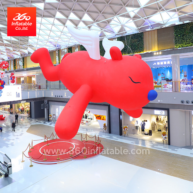 High Quality Leading Inflatable Manufacturer Advertising Inflatable Red Bear Cartoons Custom Inflatable Hanging Mascot Bears