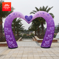 Romantic Heart Shape Purple Colour Wedding Inflatable Arch Custom