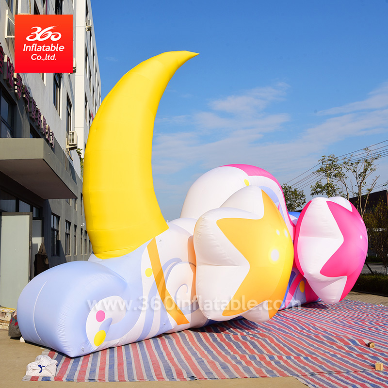 Advertising inflatable lighting custom design products Sky moon and star background board with led for outdoor stage decoration