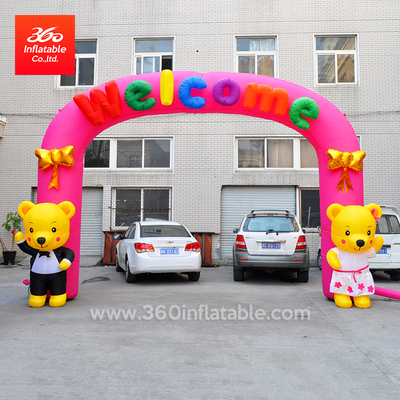 Bear Cartoons Advertising Welcome Wedding Arches Inflatable Custom