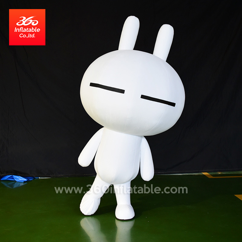 White Colour Simple Cartoon Character Moving Inflatable Suit Custom