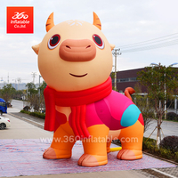 Hot selling LED giant decoration outdoor inflatable design cartoon mascot custom light Huge cattle ox for advertising