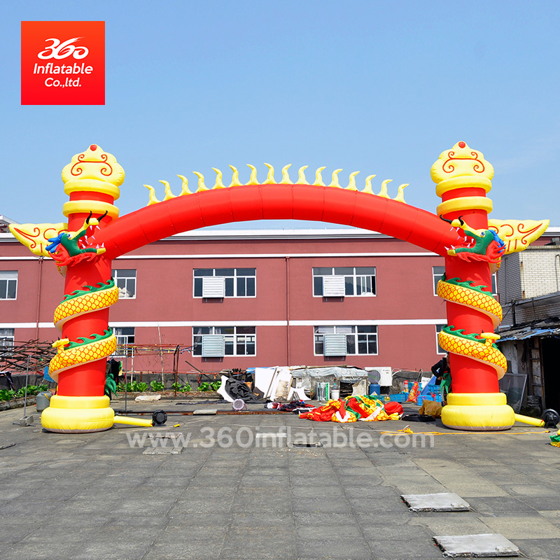 Advertising Custom Huge 10m Dragon Cartoon Inflatable Arch for Sale